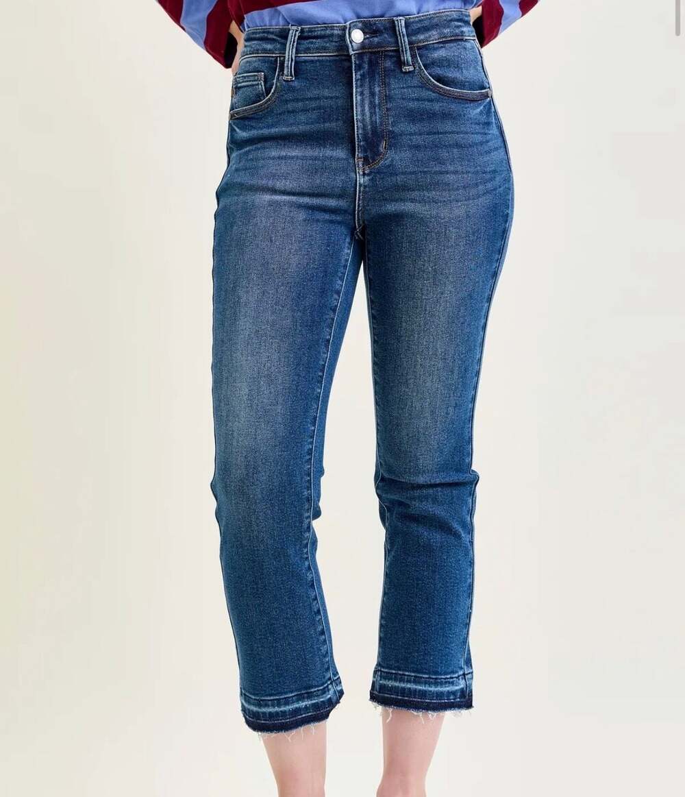 Judy Blue Amy Vintage Wash Kick Flare Jeans with Released Hem 11 30